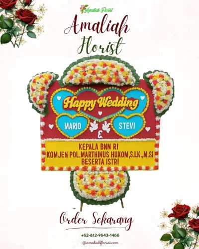 Karangan Papan Bunga Pernikahan di Daon